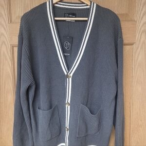 Original Use Brand New Large Grey White Cardigan